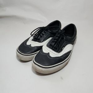 Rare Vans Era Wingtip Black White Sz 7 Men Leather vintage shoes Oxford Sneaker
